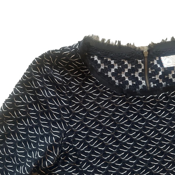 Women S Anthropologie Postmark Black Textured Eyelash Trim Blouse Shirt Top - Picture 3 of 6
